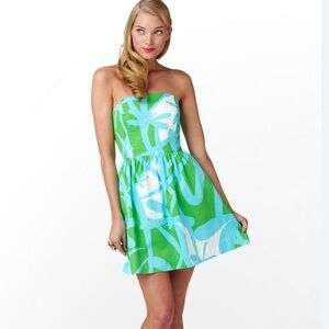 Lilly Pulitzer Strapless Dress Size 2 Lottie Green Bean All Lit Up Party